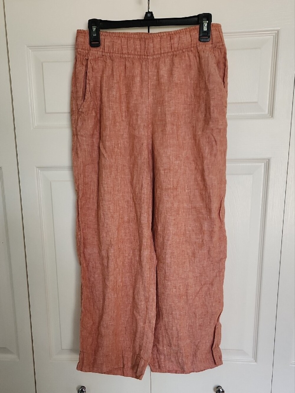Tahari Blush Pink Cropped 100% Linen Pants